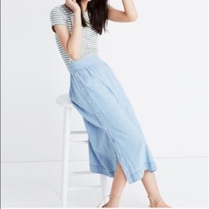 Madewell Indigo Side Button Midi Skirt